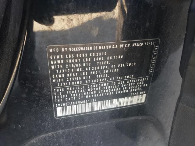 2022 Volkswagen Tiguan S Salvage Car