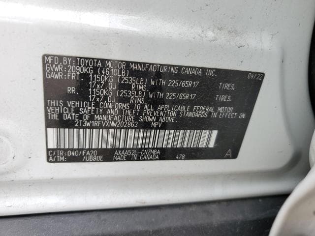2022 Toyota Rav4 Xle Salvage Car