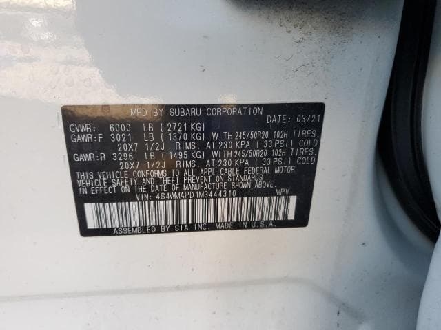 2021 Subaru Ascent Limited salvage