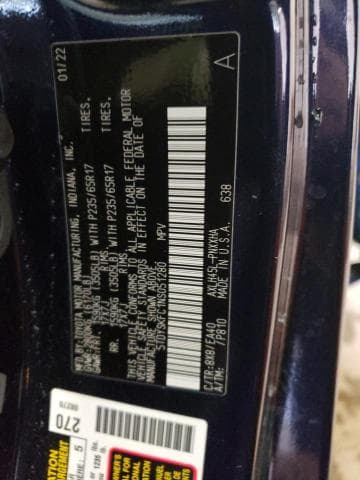 2022 Toyota Sienna Xle Salvage Car