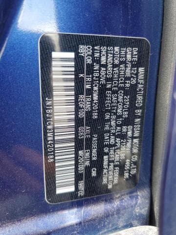 2021 Nissan Rogue Sport Sl salvage