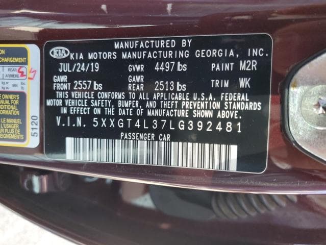 2020 KIA Optima Lx Salvage Car