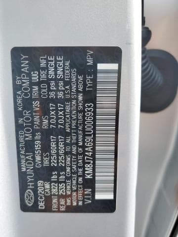 2020 Hyundai Nexo Blue salvage
