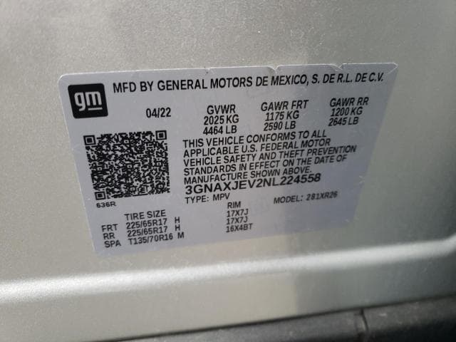 2022 Chevrolet Equinox Lt Salvage Car