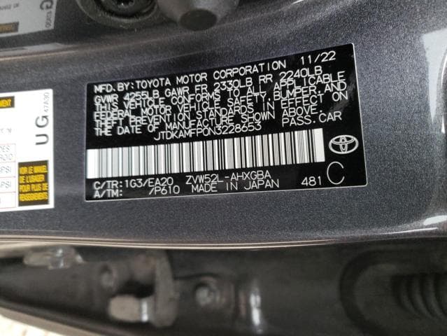 2022 Toyota Prius Prime Le Salvage Car
