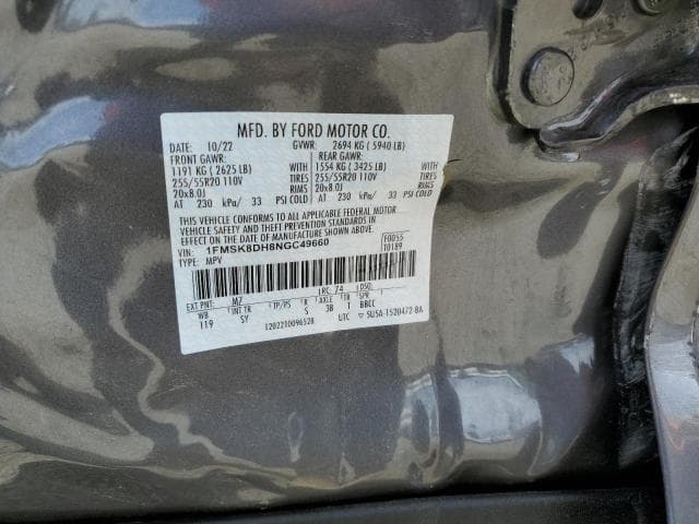 2022 Ford Explorer Xlt salvage