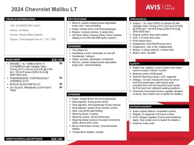 2024 Chevrolet malibu Background