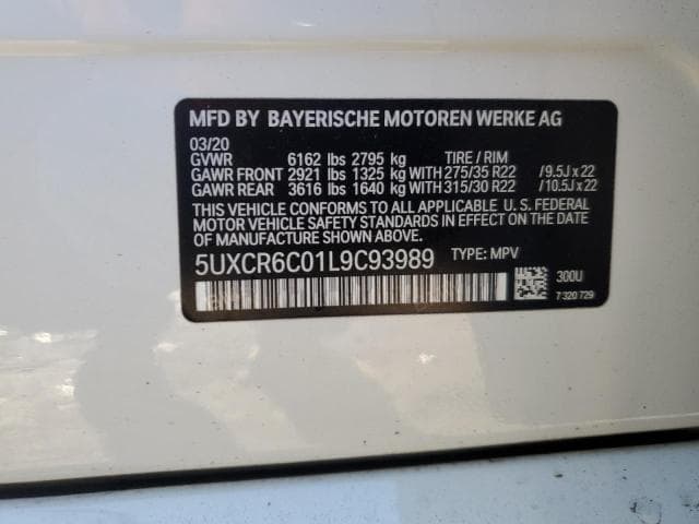 2020 BMW x5 salvage